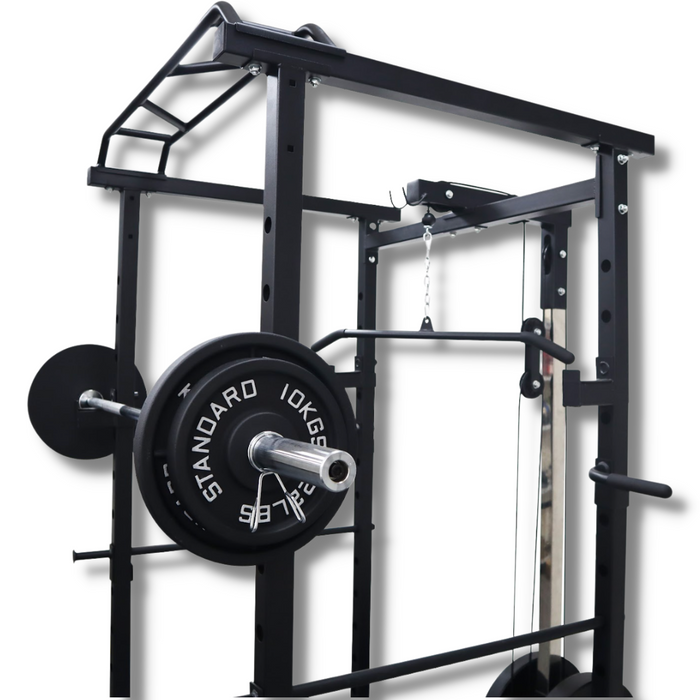 Home Gym Power Squat Rack Cage Bench Barbell Package + 100kg Weight Set