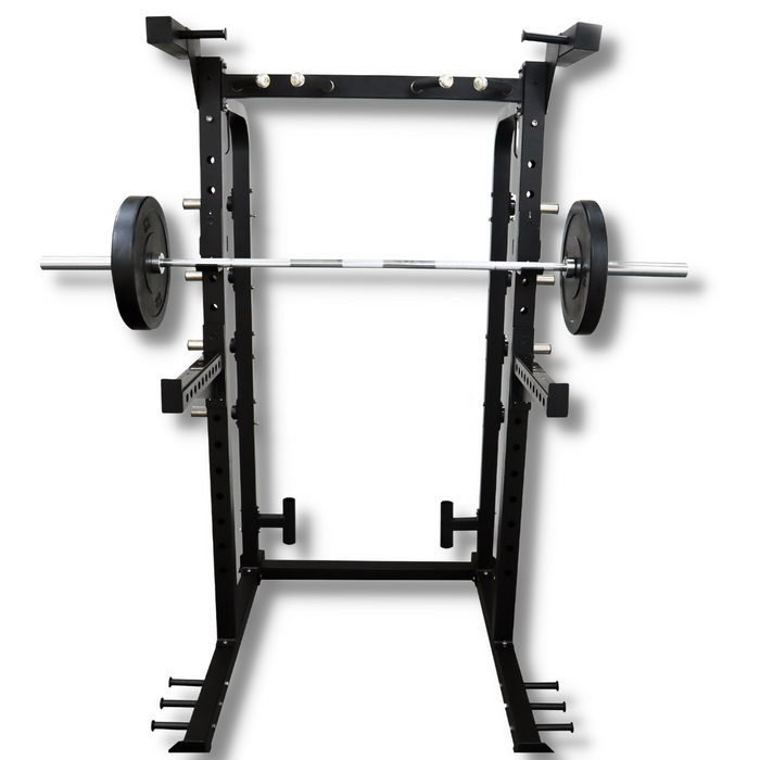 Home Gym Half Power Squat Rack Cage Barbell Package + 100kg Weight Set