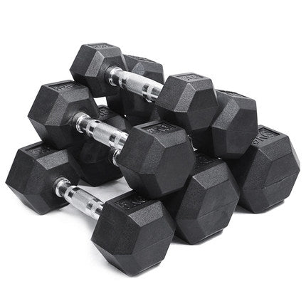 PRE ORDER - Rubber Hex (1kg To 5kg) Dumbbell With Rack