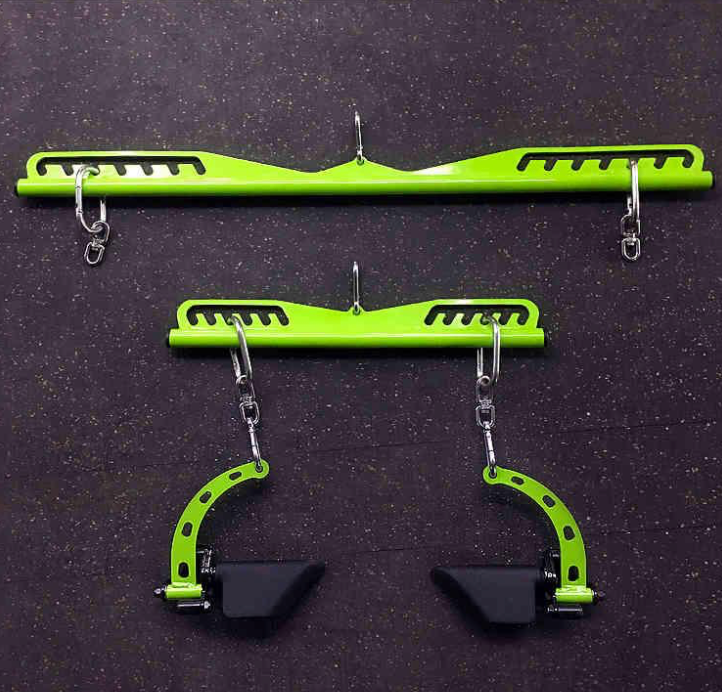 Home Fitness Gym Green Lat Pulldown Mag Attachment Bars Back Tricep Training Grip Set Australia