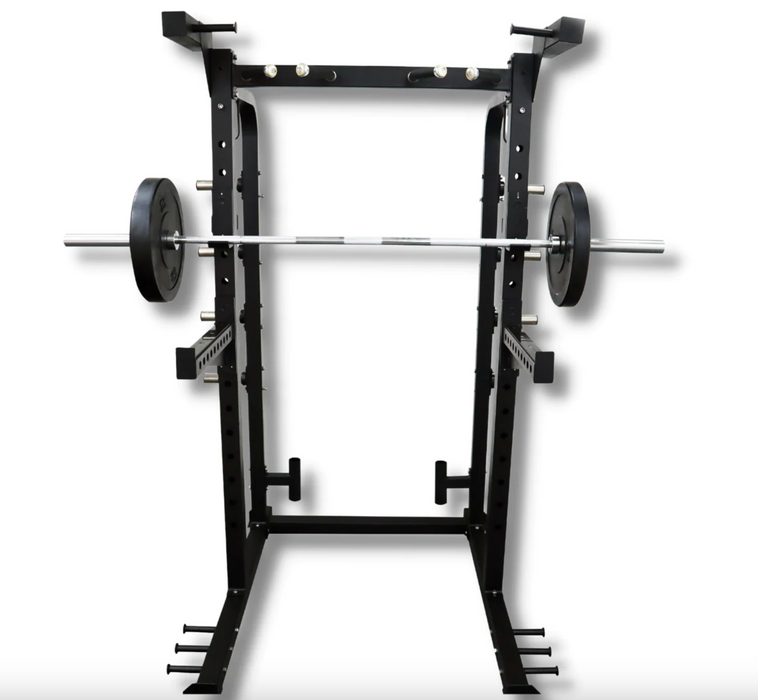 Home Gym Half Power Squat Rack Bench Cage Barbell Package + 100kg Weight Set