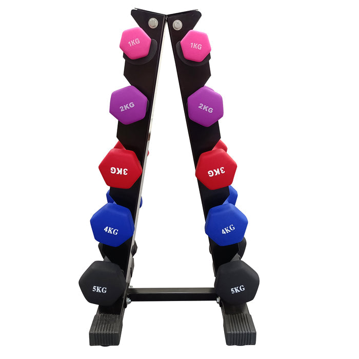 Home Fitness Gym Vinyl Coated Dumbbell Weight Set 1-5KG stand Australia